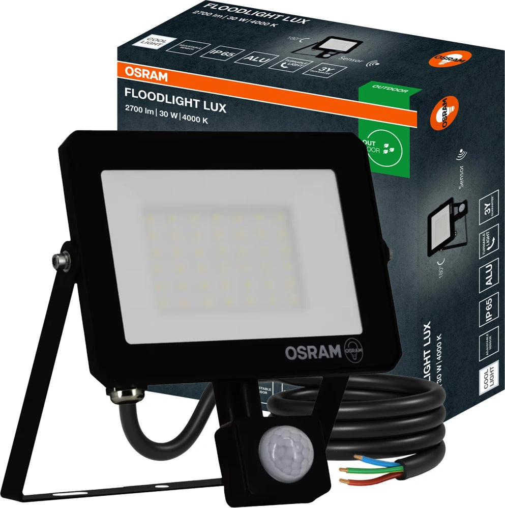 LED REFLEKTOR 30W 4000K SA SENZOROM IP65 CRNI